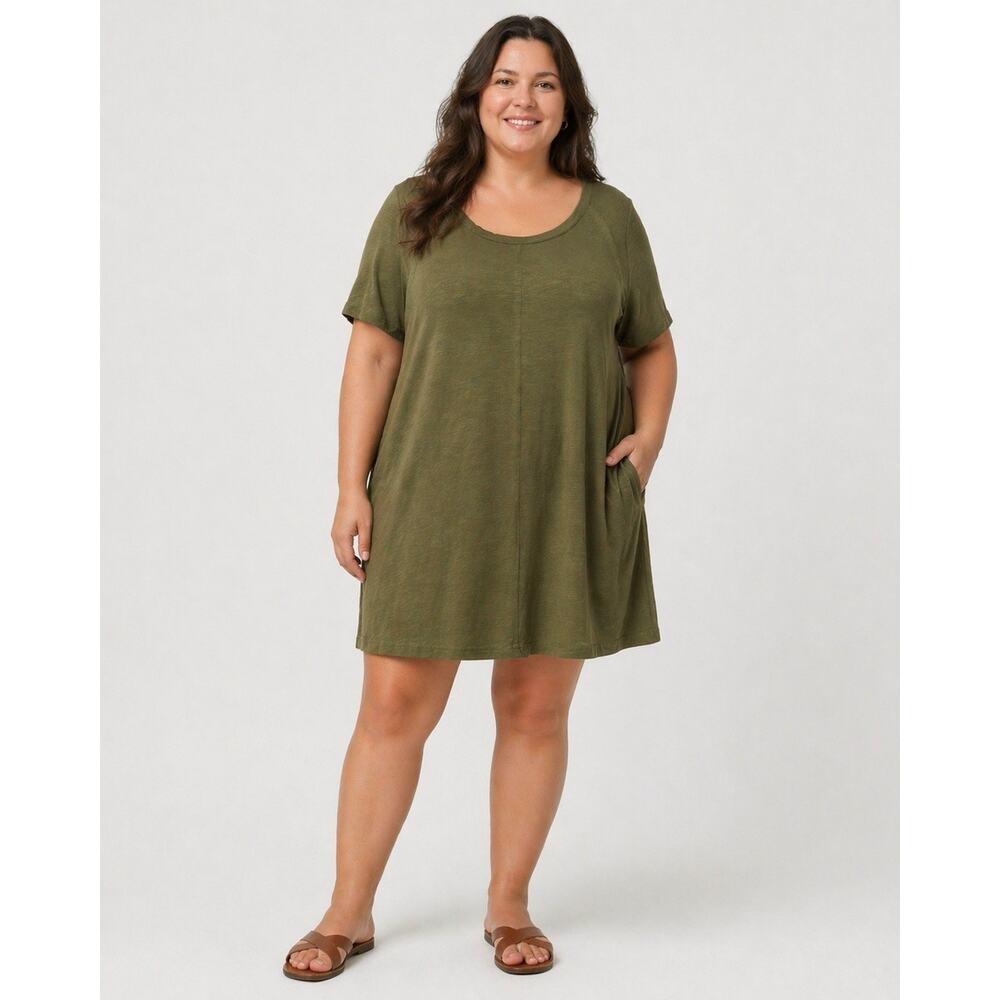 Torrid Olive Green Relaxed Swing Dress Casual Boho Minimalist TShirt Dress Large